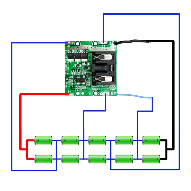 Li-ion Battery Case Box Charging Protection Circuit Board 10*18650 For DeWalt Lithium Battery PCBA 20V Housings DC Charging Port view 3