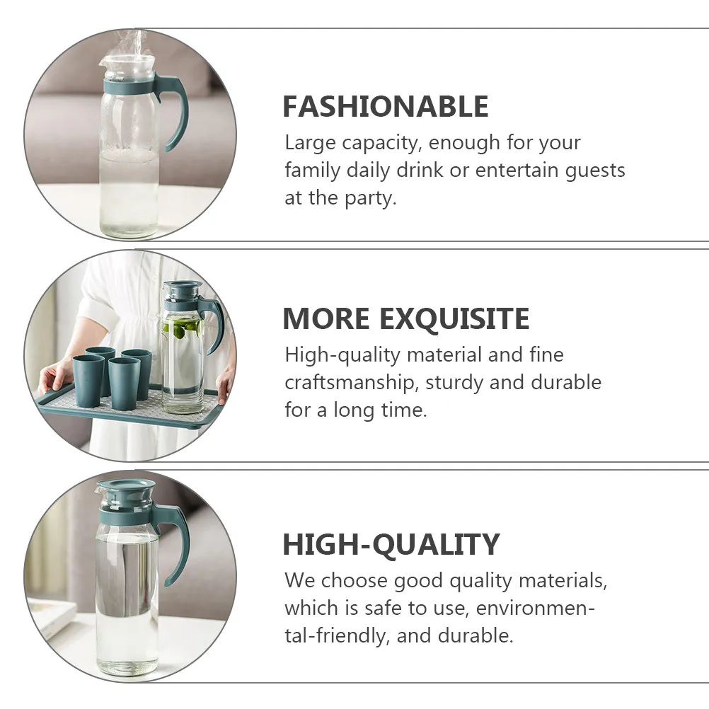 1400Ml Cold Water Kettle Glass Jar Jug with Clear Body for Easy Liquid Monitoring Ideal for Family Daily Use Party Entertaining