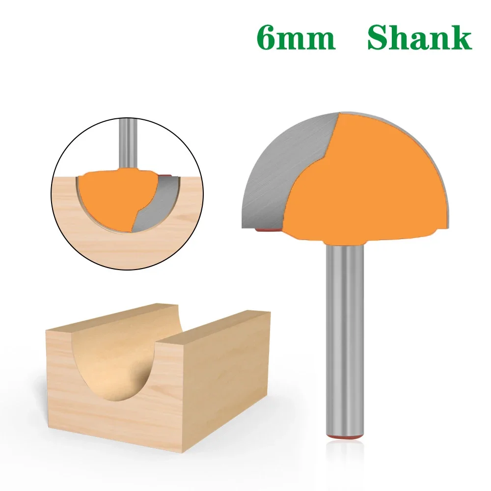 1PC 6MM Shank Milling Cutter Wood Carving Wood Ball Nose Router Bit Round Milling Cutter Wood CNC Radius Core Box Solid Carbide