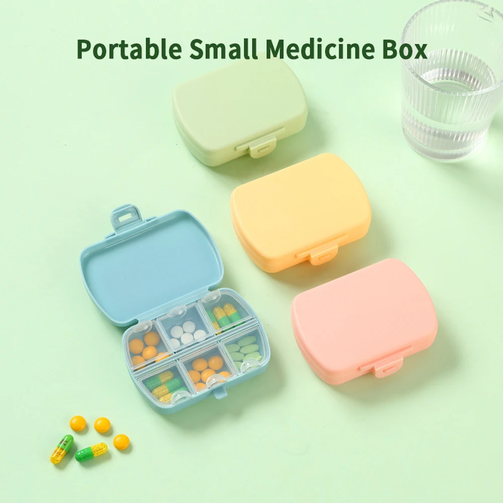 

Portable Mini Pill Box Waterproof 4 Grid Health Pill Box Delicate Multicolor Travel Small Pill Box Easy to Take for Women Man