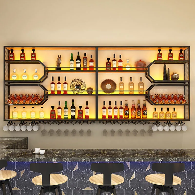 

Corner Liquor Bar Cabinet Buffet Hanging Restaurant Wall Mounted Wine Cabinets Metal Unique Mueble Para Vino Kitchen Furniture