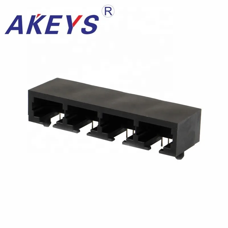 10PCS 56-10P8C 90 degree 1x4 ports shielded RJ45 ethernet connector without lamp