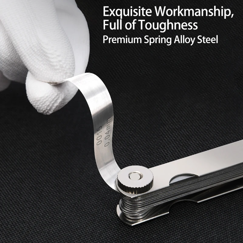 100mm Stainless Steel & 65Mn Feeler Gauge Set, Rust-Resistant Thickness Gauge 0.02-1.0mm, 23/32 Pcs Laser Etched for Engine Gap