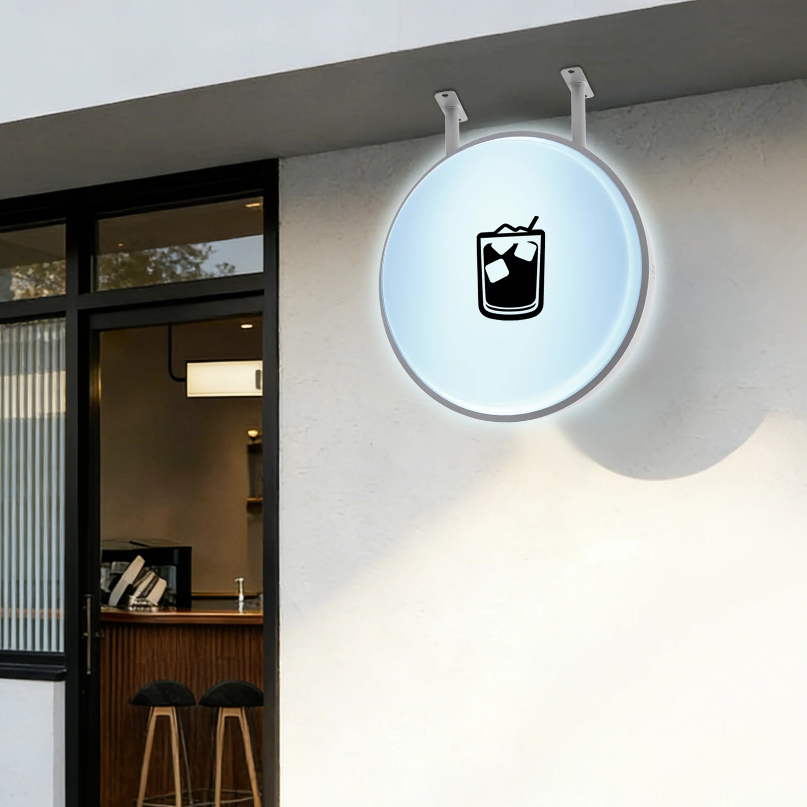 Panneau lumineux rond, boîte à lumière LED de 20 pouces (50 cm), acrylique double face, cadre en aluminium antirouille, pour enseigne de magasin, 220V EU