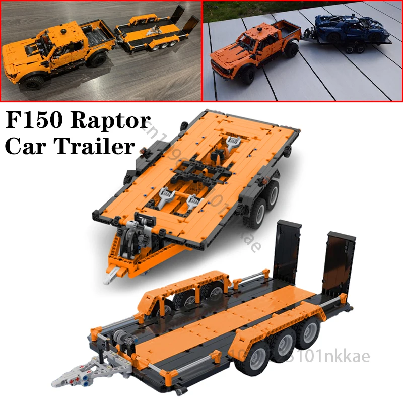 NEW Technical Pickups F-150 Raptor Trailer Car Upgrade Version Model Building Blocks DIY MOC Bricks Assembly Kids Toy Gift