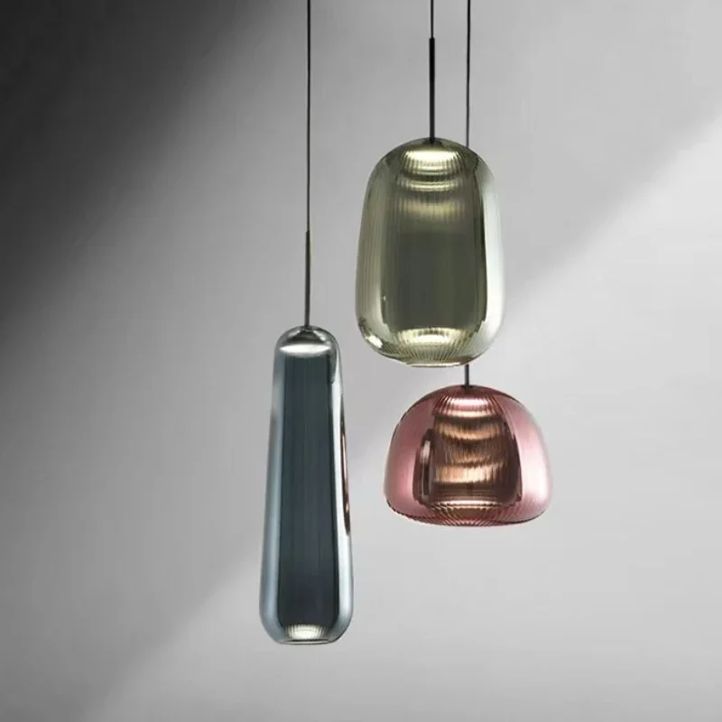 Modern Stylish Crystal Colorful Glass Bottle Shaped LED Pendant Lights Lustre Lamps for Living Room Home Decoration Chandeliers