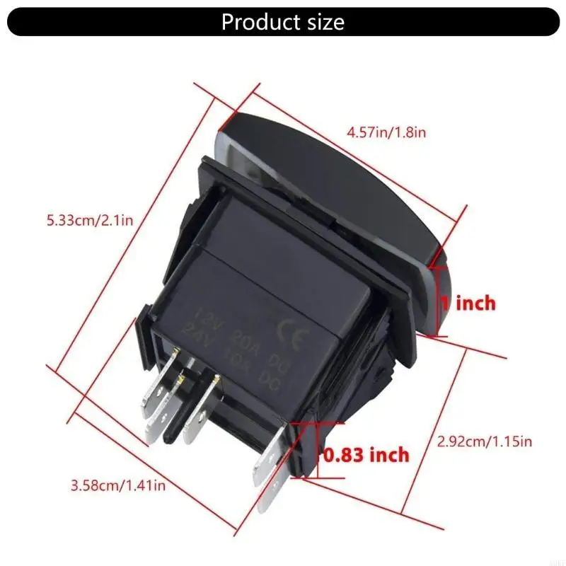 2Pcs 5 Pin Toggle Switches 20A 12V LED Lighted Waterproof Rocker Switches A0KF