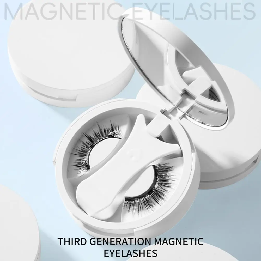 1 paar 3D magnetische valse wimpers herbruikbare lijmvrije magneet wimper met applicator doos uit één stuk eenvoudig aan te brengen wimperverlenging