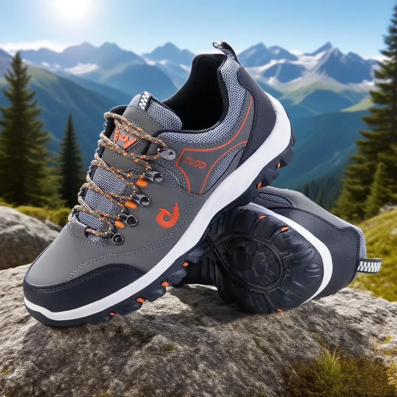 

Men'S Lightweight EVA Hiking Boots - Casual Outdoor Footwear with Lace-Up Closure, Non-Slip Rubber Base, Ergonomic Design for Ca