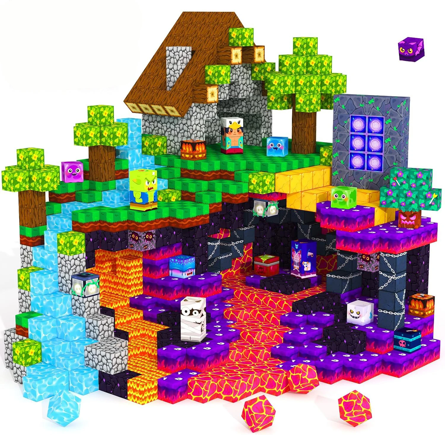 Blocs de Construction magnétiques, 100 pièces, Cube magnétique empilable, route de Construction avec tige de voiture, cadeaux de noël et du nouvel an Montessori