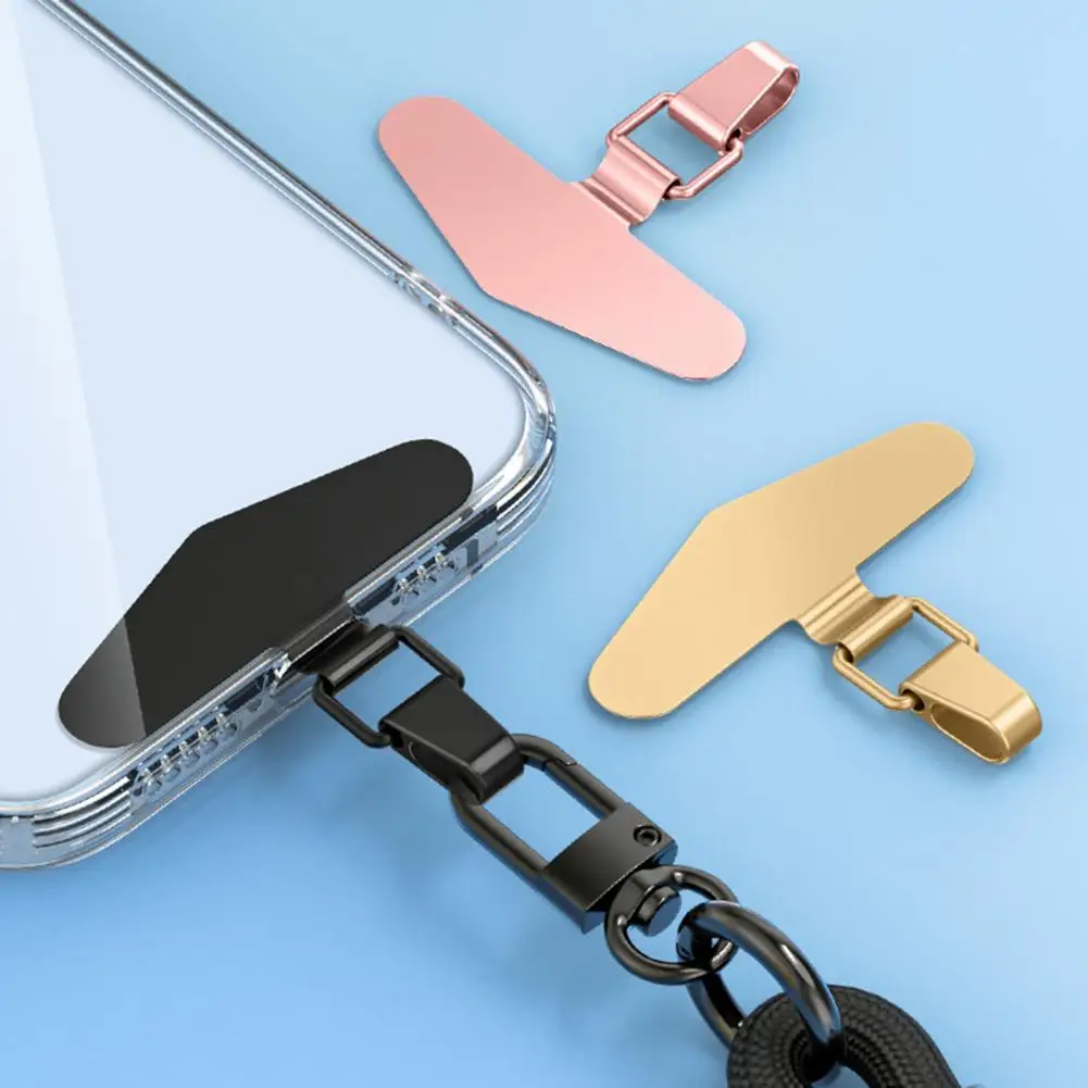 Stainless Steel Phone Tether Pad Durable Clip Tether Tab Patches for Phone Lanyard Rotating Buckle Thin Case Phone Accessories