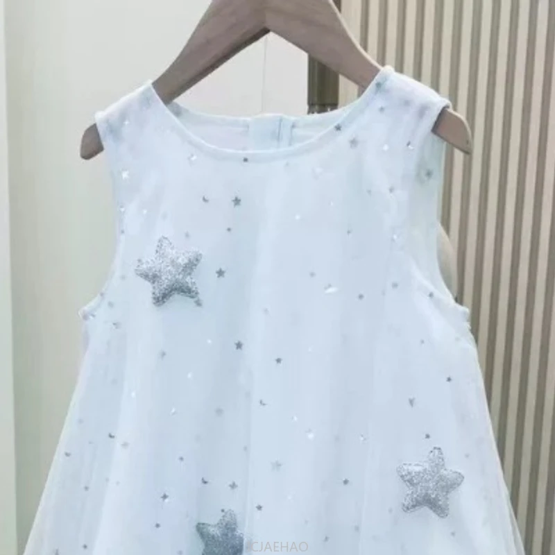 

Teen Girl Clothes 2025 New White Summer Party Gown Flower Girl Birthday Outfit Vestido Girls Princess Dress with Wings Kids