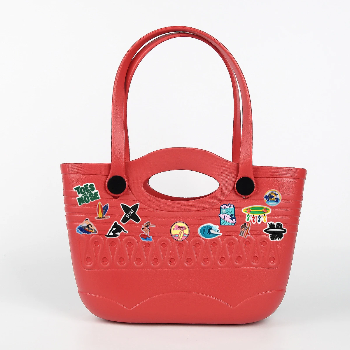 Surf Ocean Large Capacity Eva Tote Bag, Detachable Handle, Detachable Decorative Buckle, Large Capacity for Carrying Books and Tablets, Simple and Stylish Solid Color, Versatile for All Seasons, Suitable for Daily Commuting, Travel, and Beach Use