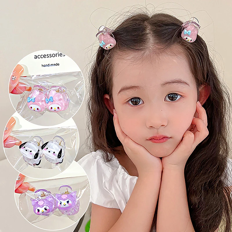 

2pcs Cartoon Sanrio Grab Clip Melody Kuromi Anime Small Hair Clip Shark Clip Kawaii Student Headgear Accessories Girls Gift