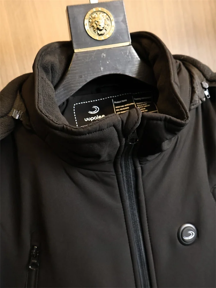 Heatable Cotton Jacket Men's Loose Fit Thick Warm Cotton Outerwear Fashion Urban Style Winter Coat Youth Casual Long Sleeve