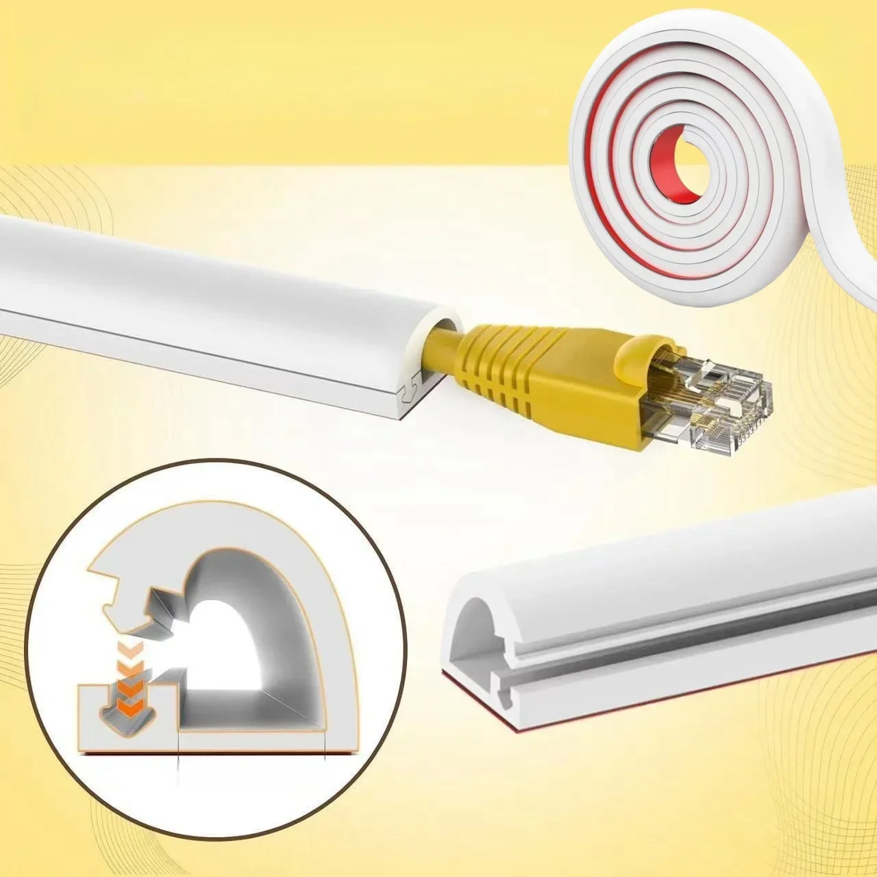 3Meter Trunkings PVC Flexible Electrical Conduit Cable Protectors Semi-circular Side Opening Trunking Floor Cord Cover Sheaths