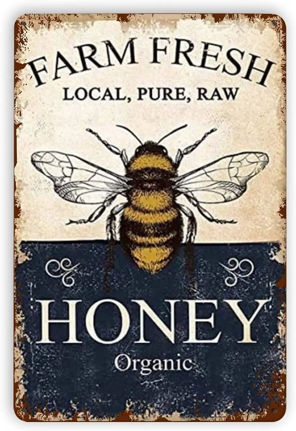 Farm Bee Honey Metal Tin Signs, Vintage Wall Decor Retro Art Sign Poster Funny Bar Coffee Pub Gift Dec