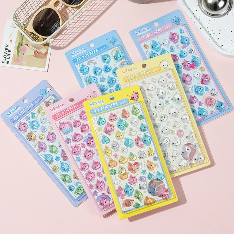

1/6Pcs Cute Small Water Drop 3d Crystal Stickers Cute Sparkling Powder Raindrop Lord Crystal Drop Glue Diy Decorative Stickers