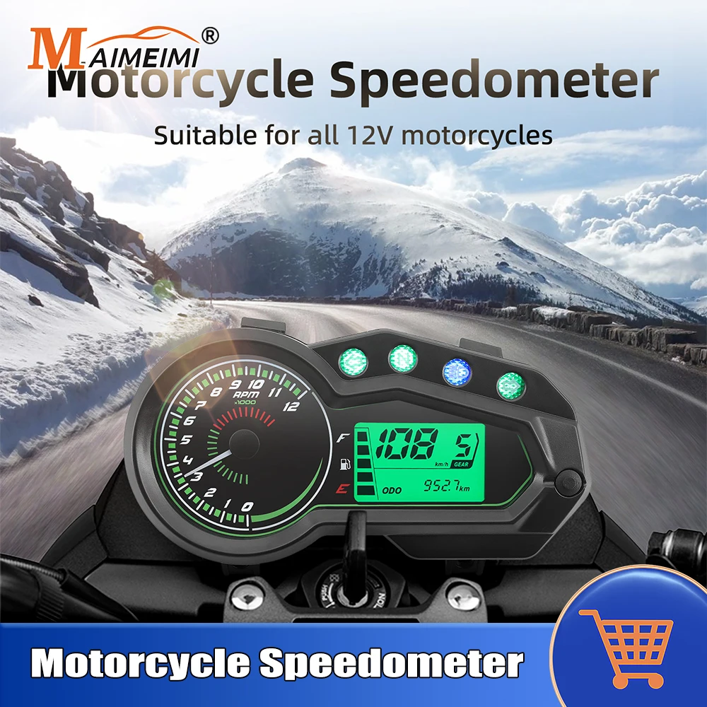 Universal Digital LCD Motorcycle Speedometer Tachometer Odometer Speed Indicator Panel Moto Instrument 12V For Brazil GY200