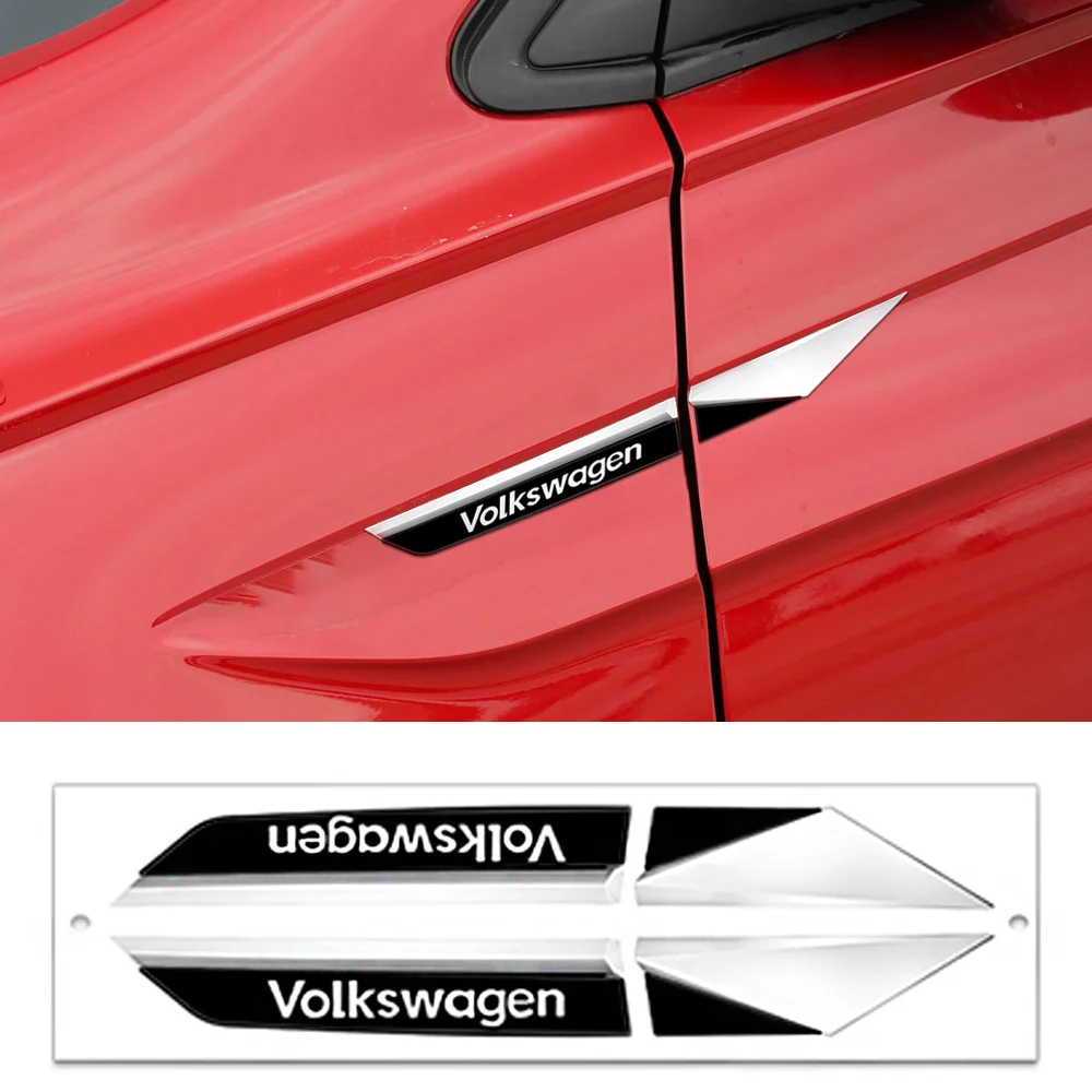 2pcs 3D Car Fender Side Blade Emblem Stickers Auto Decorative Accessories For Volkswagen R line Passat Golf Polo Tiguan Touran