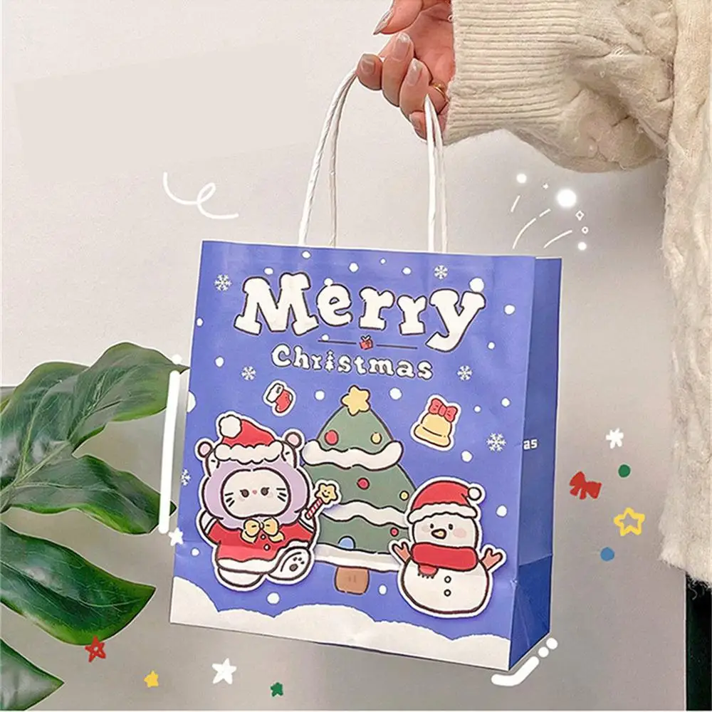 2/3PCS Gift Bag Bright Colors Cartoon Bag Not Easy To Fade Lovely Christmas Gift Christmas Paper Bag Handbag