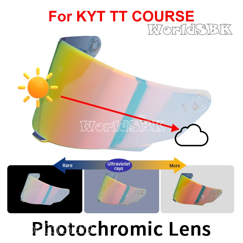 Photochromic Visor Lenses for KYT TT COURSE Motorcycle Helmet Shield Windshield Sunscreen TTC Helmets Accessories High Strength