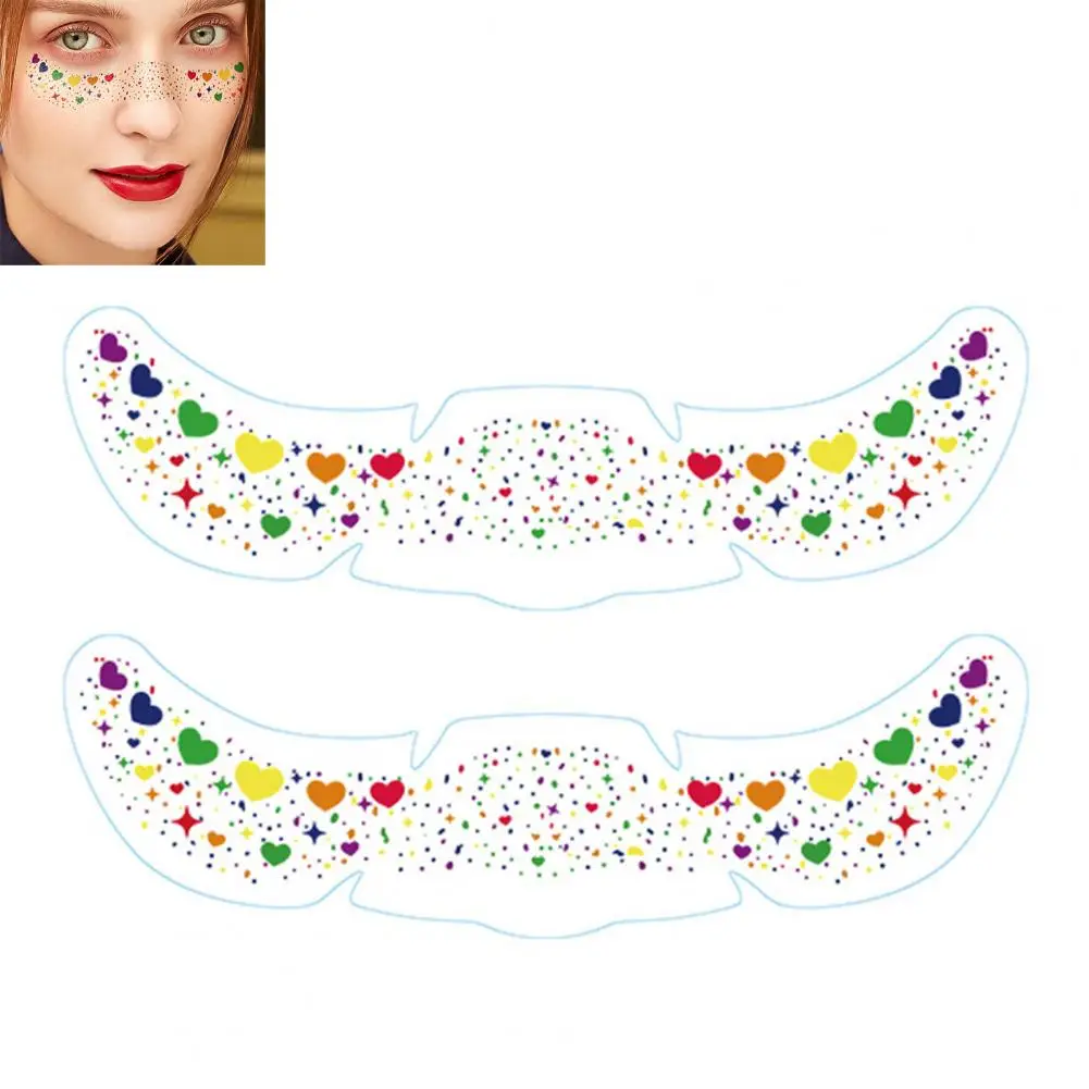 

Патчи для макияжа лица, радужные наклейки для лица, металлические наклейки с веснушками и сердечками, водонепроницаемые временные татуировки для вечеринок, фестивалей