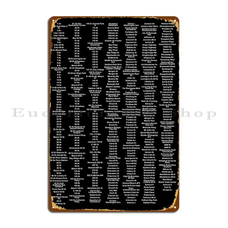 New York City Subway Stations Every Single Subway Station Listed Metal Signs Wall Cave Plaques Designs Garage Tin Sign Poster