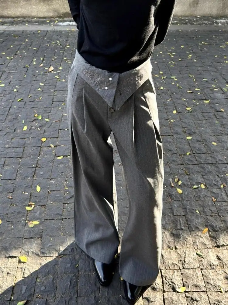 

Cleanfit American Sle вышитые плиссированные брюки в полоску West повседневные свободные леггинсы для мужчин и женщин весенне-осенний дизайн