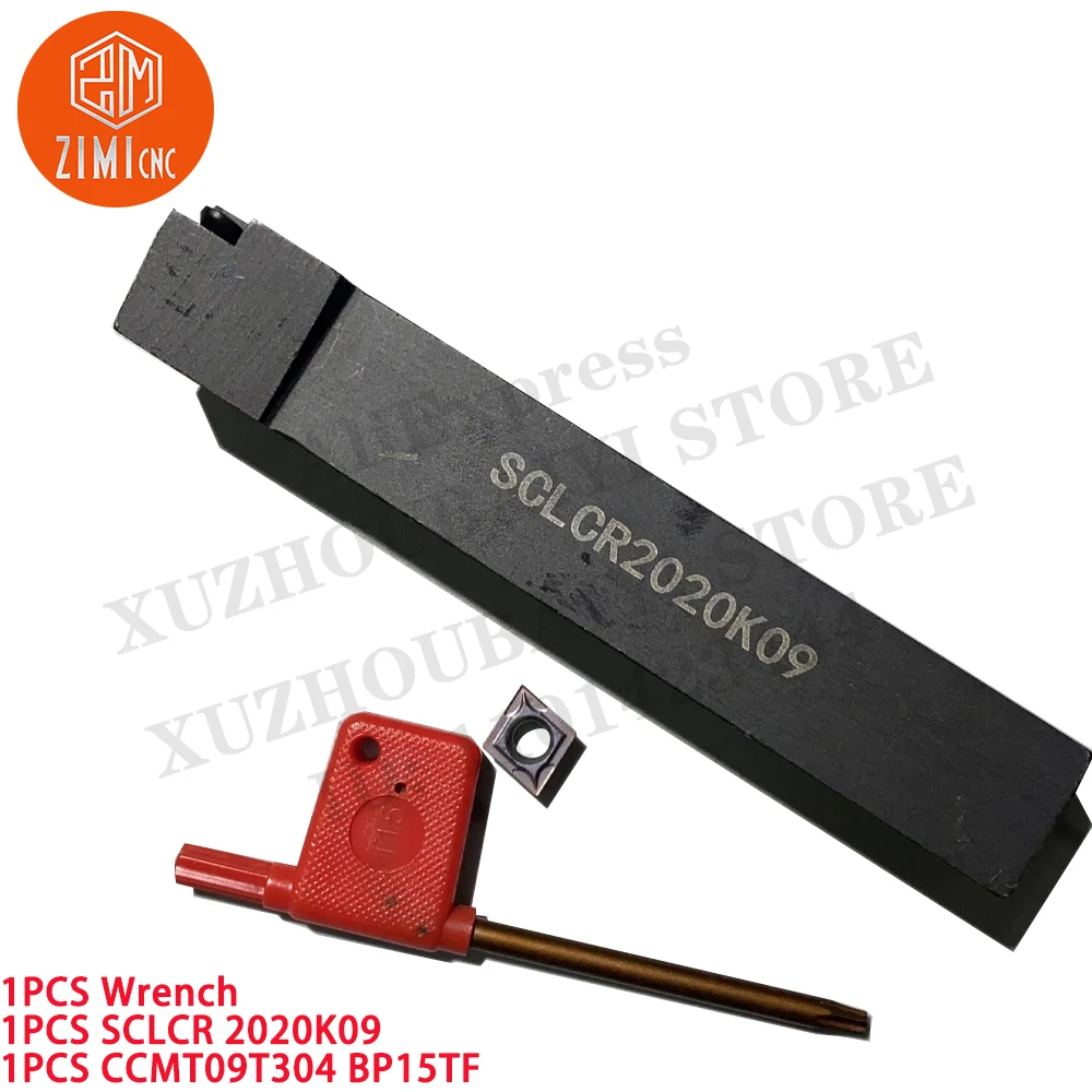 

1PCS SCLCR2020K09 external turning holder 95 degree + 1PCS CCMT09T304 BP15TF Carbide Inserts CNC tools metal lathe cutting tools