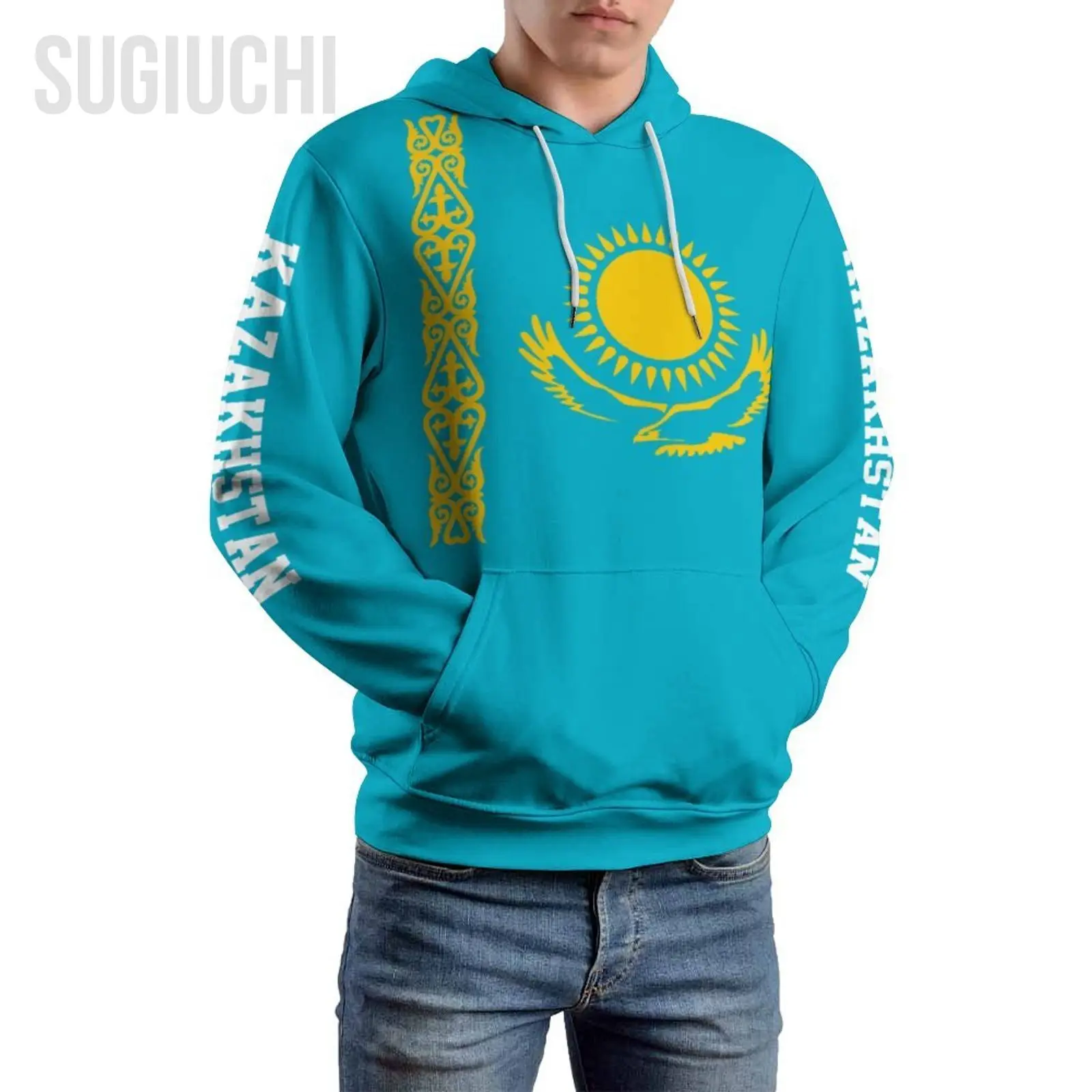 Unisex 3D Hoodie Kazakhstan Flag Men Women Polyester Harajuku Sweatshirt Pullover Hoodies Casual Cool