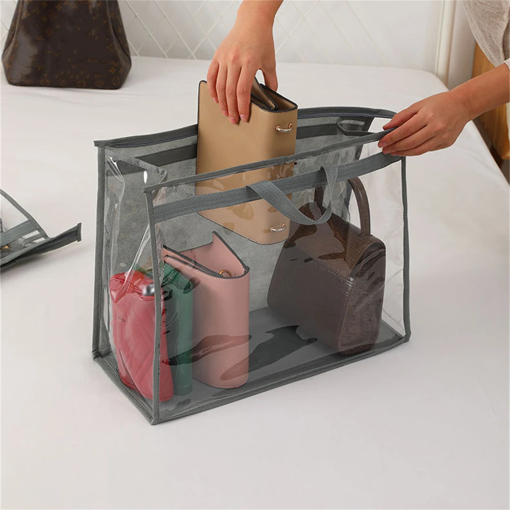 Pvc Transparent Dust-proof Handbag Storage Bag Organizer Home Wardrobe Storage And Organization Crossbody Zip Waterproof Bag