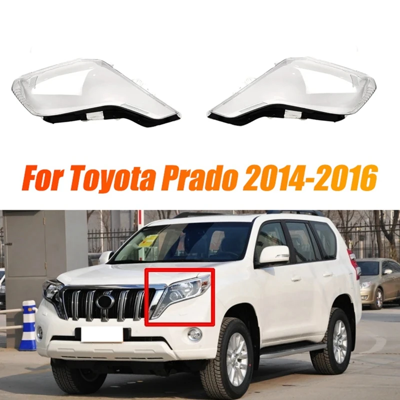 Left Car Headlight Lens Cover Head Light Lamp Lampshade Front Light Shell For Toyota Prado 2014 2015 2016 Replacement Parts