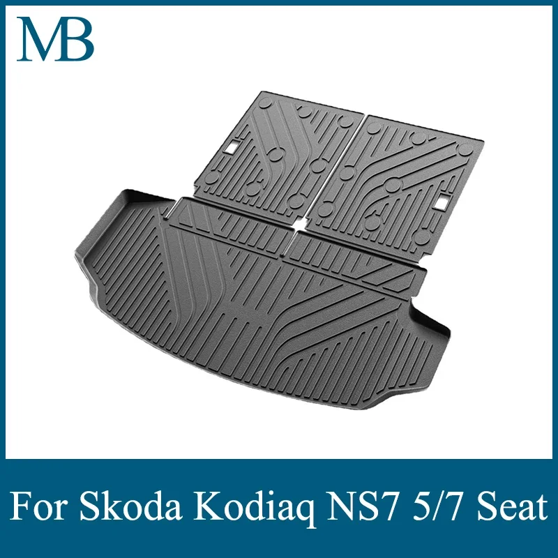 TPE Car Rear Trunk Mat For Skoda Kodiaq NS7 5/7 Seat 2017~2023 Accessories Waterproof Protective Liner Trunk Tray Cargo Liner