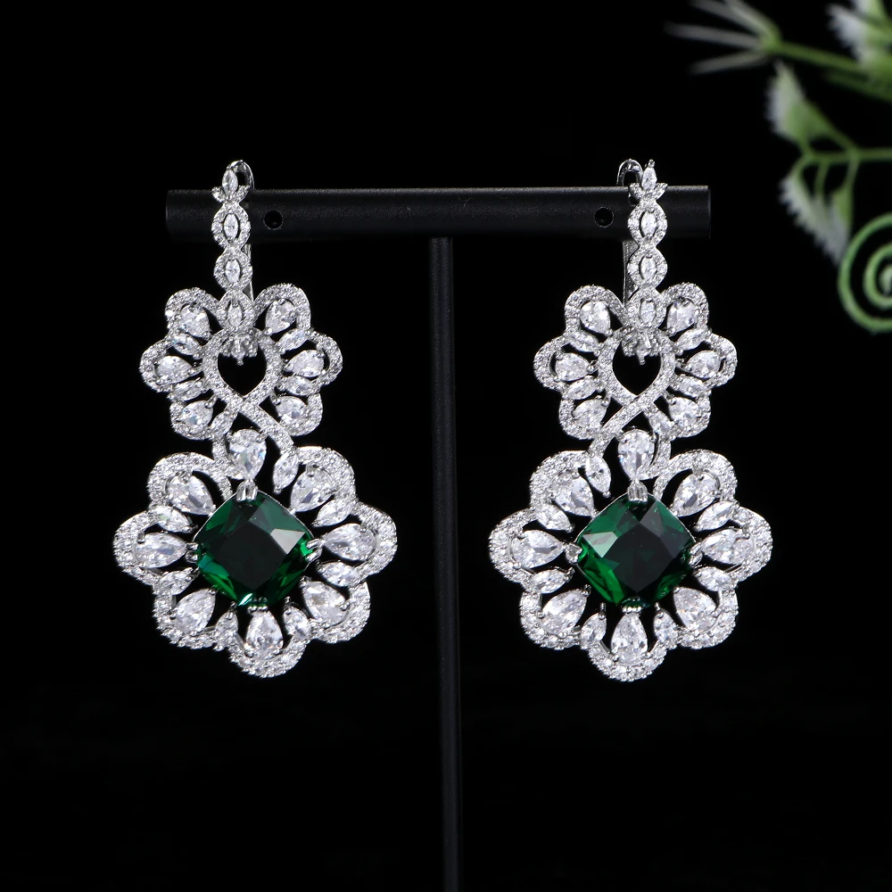 

Luxury Office Lady Daily Double Sun Flower Waterdrop Earrings Trendy Cubic Zircon For Women Wedding Engagement Party A0123