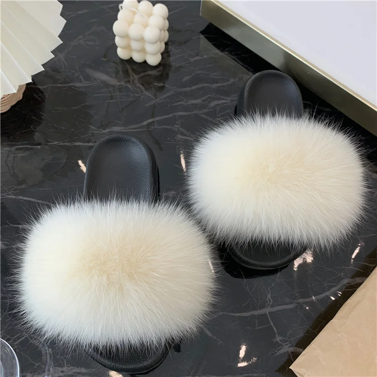 KTCZ Genuine Fox Fur Slippers EVA 4