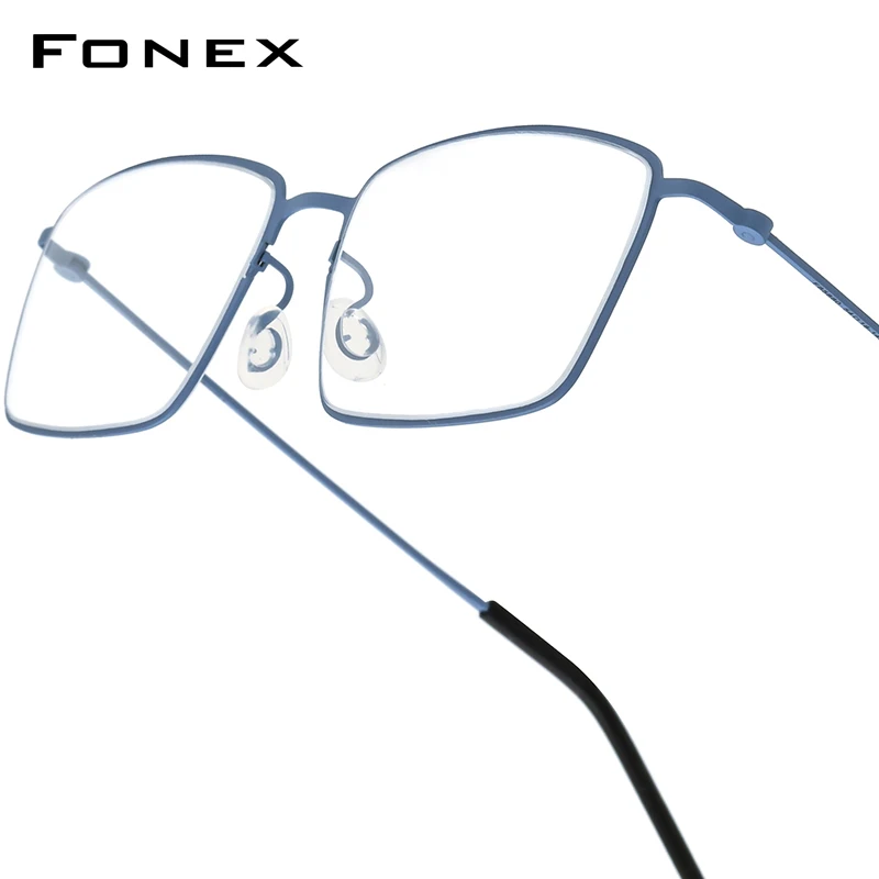 FONEX Titanium Glasses Frame Men Brand Design Square Korean Japaness Ultralight Eyeglasses Morten Screwless Denmark Eyewear 5880