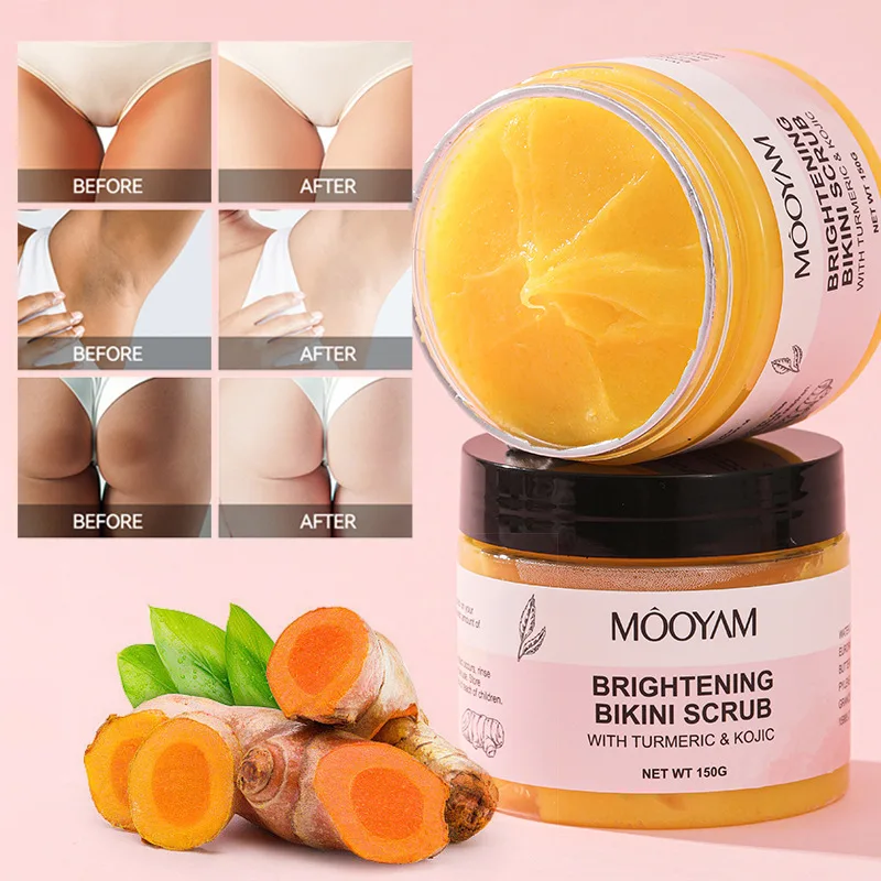 Bikini parts brightening and whitening kojic acid turmeric scrub cream ice cream chicken skin exfoliation body scrub cream