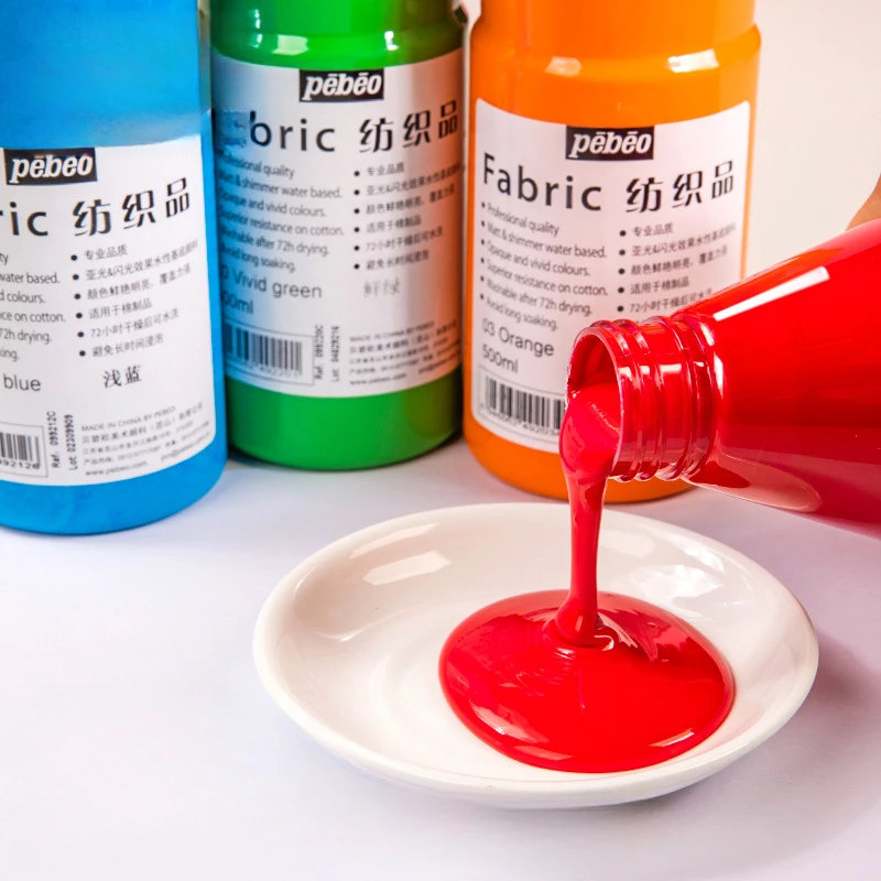 500ml Fabric Paint White Waterproof After Drying Diy Hand-painted Clothes Canvas Textile Dyes Bottled Large Capacity