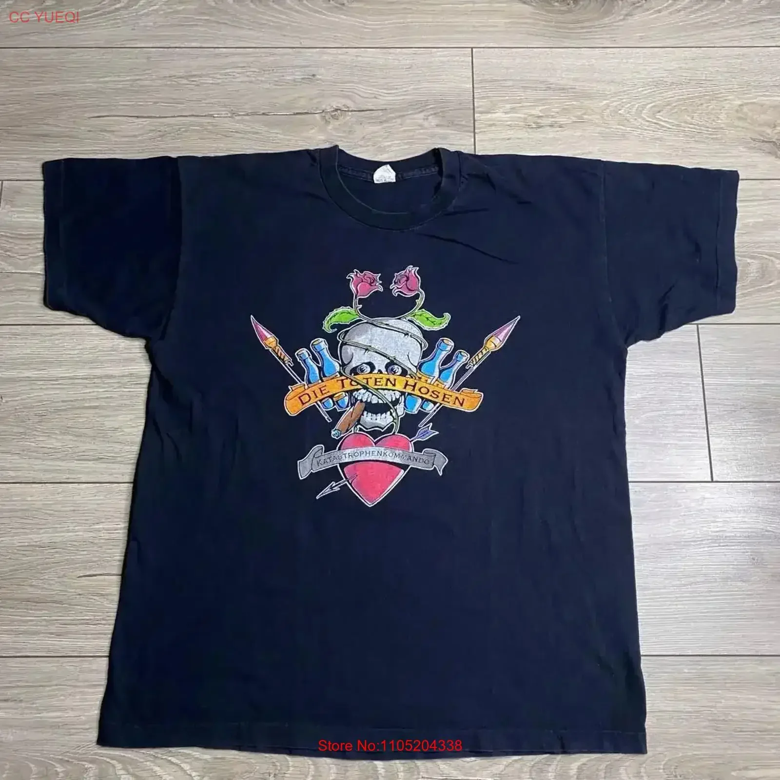 Die Toten Hosen Katastrophenkommando Merch pantalla estrellas camiseta 1993 XL tamaño banda vintage lavado moda homme cómodo