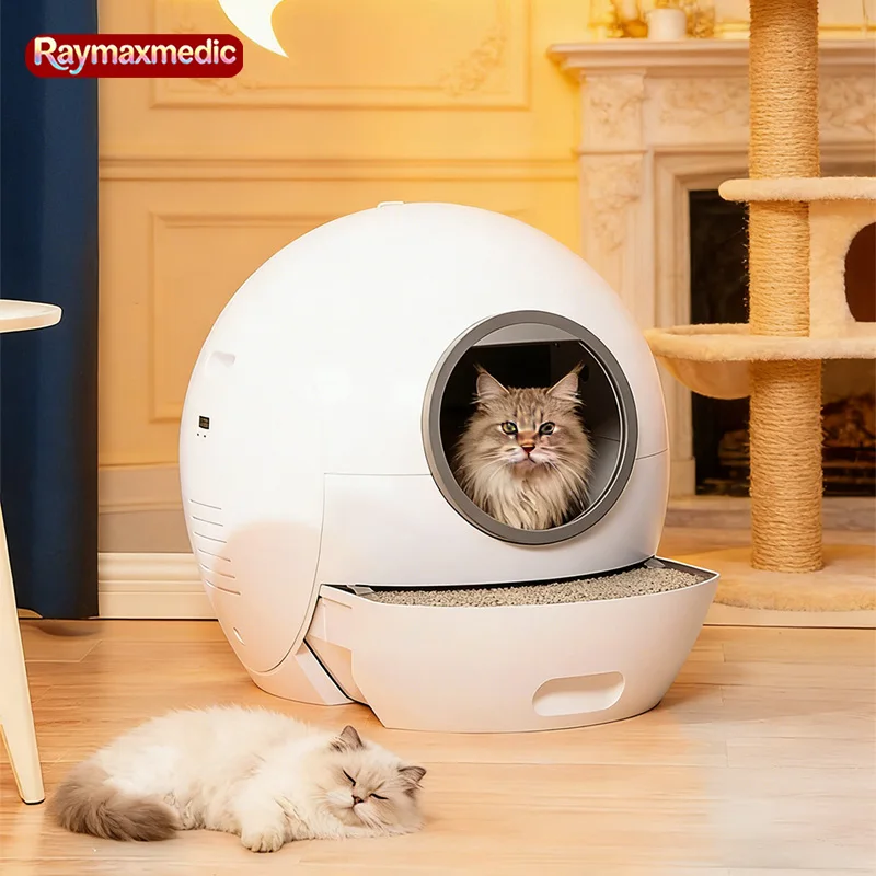 

Автоматический самоочищающийся кошачий туалет Raymax 65L с управлением через приложение, большой объем и функция устранения запахов, для кошек весом до 8 кг