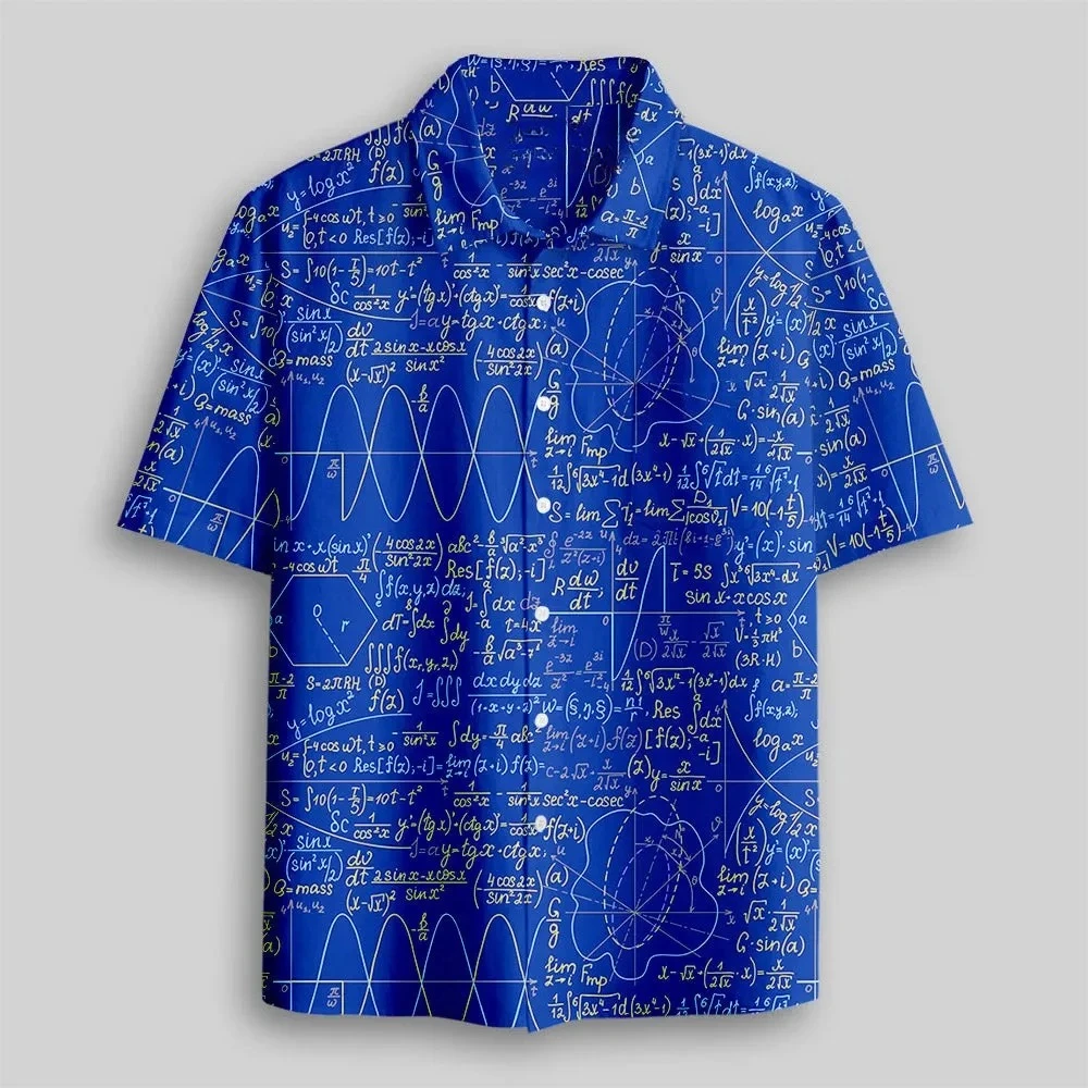 Creative Blackboard, Chalk, Graffiti, Mathematical Formulas, Full Print, Men's Personality, Niche, Casual Collar Top