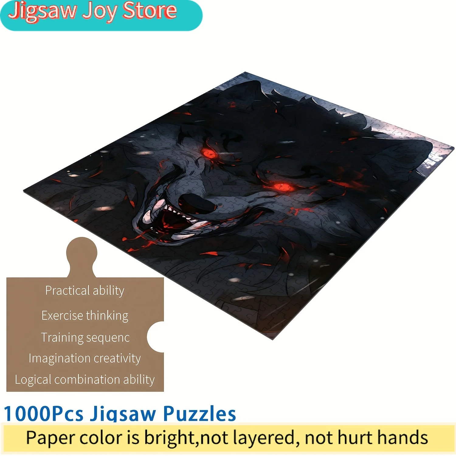 Wolf King Jigsaw Puzzle - High Difficulty Fierce Wolf Artwork, Interactive Interactive Puzzle with 1000+ Jigsaw Pieces, Porta