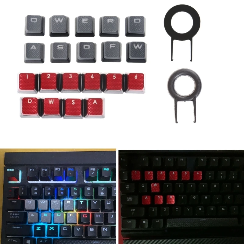 K32C 10Pcs Backlit Keycaps for Corsair K70 RGBK70 K95 K90 K63 K65 Mechanical Keyboard Keycap Replacement Anti Slip