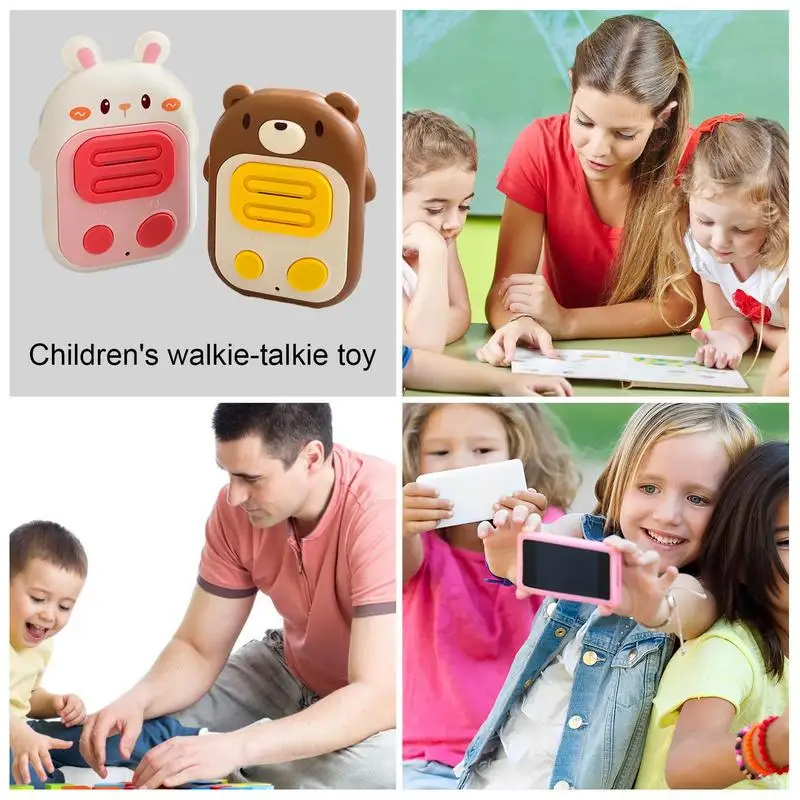 Kids Walkie Talkies Battery Operated 2 Pieces Wireless Walkie Talkie Rabbit And Bear Shape Toy Parent-Child Interaction Wireless