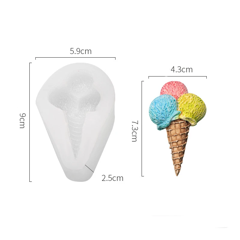 Mini Summer Ice Cream Cone Popsicle Silicone Mold DIY Party Baby Birthday Cupcake Fondant Decor Tools Candy Clay Chocolate Mold