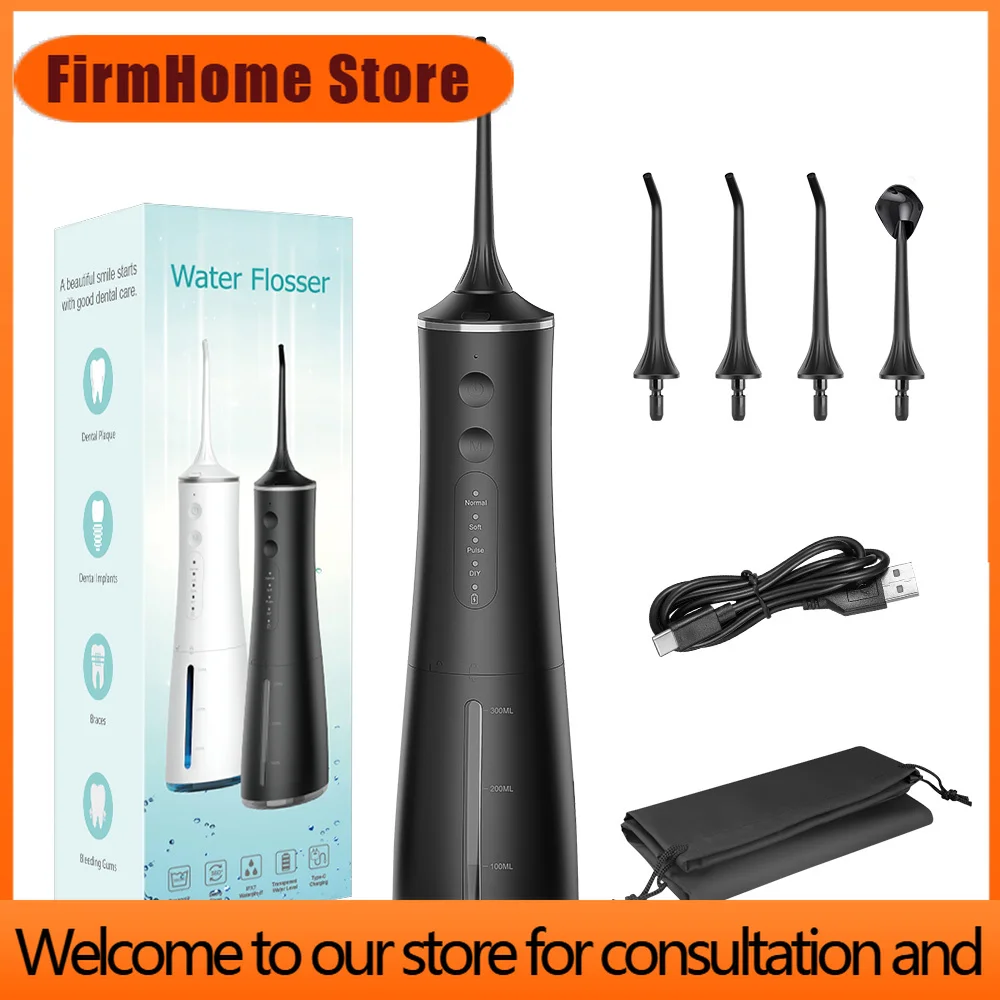 FirmHome StoreIPX7 Dental Care Irrigator 4 Modes Dental Flosser Cordless Water Flosser With 4 Nozzles For Customization