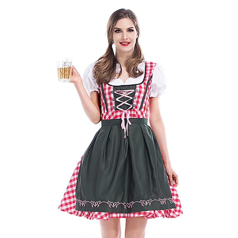 Adult Women Oktoberfest Dirndl Costume Bavaria Beer Party Girl Wench Costume Fantasia Outfit