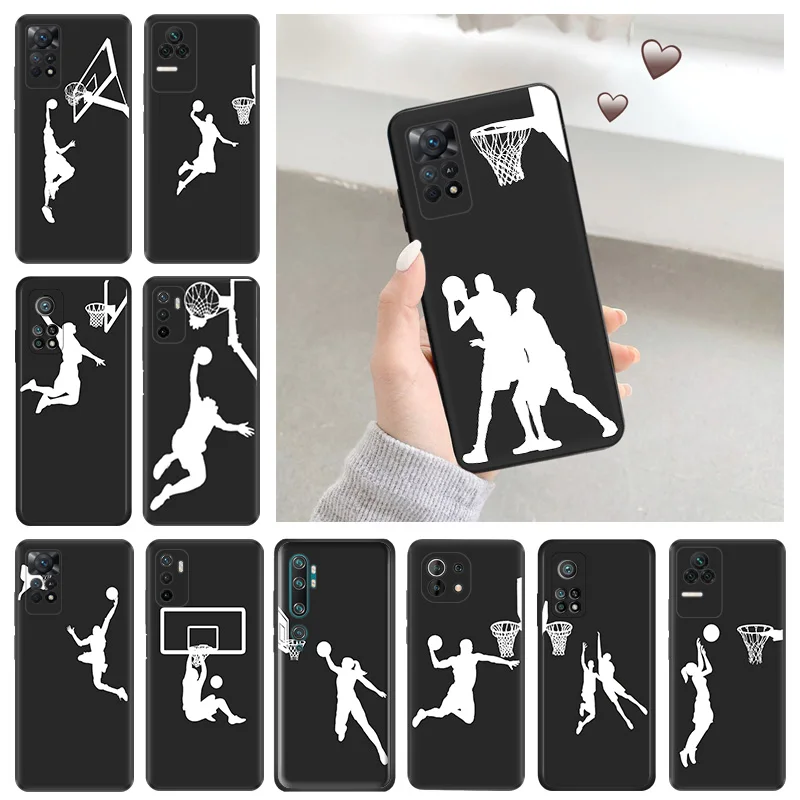 Soft Case for Redmi Note 11S 10S A3 10C 10A Xiaomi 14 11T Pro 10T 10 11 Lite Basketball White Shot Dunk Sports Phone Cases Cover