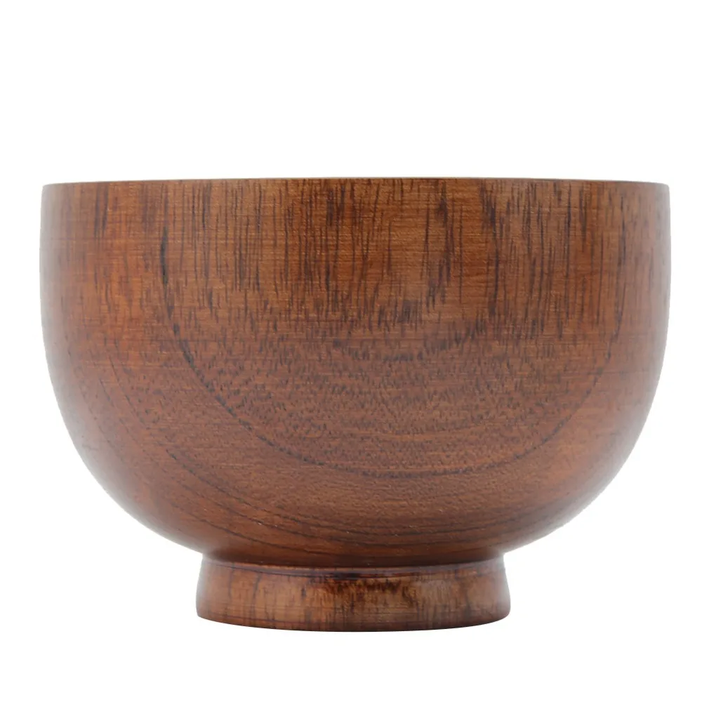 Solid Wood Noodle Bowl Round Deep Bowl Thickened Anti-scald Instant Noodle Container Wide Flat Bottom Burr-free Inner Food Bowl